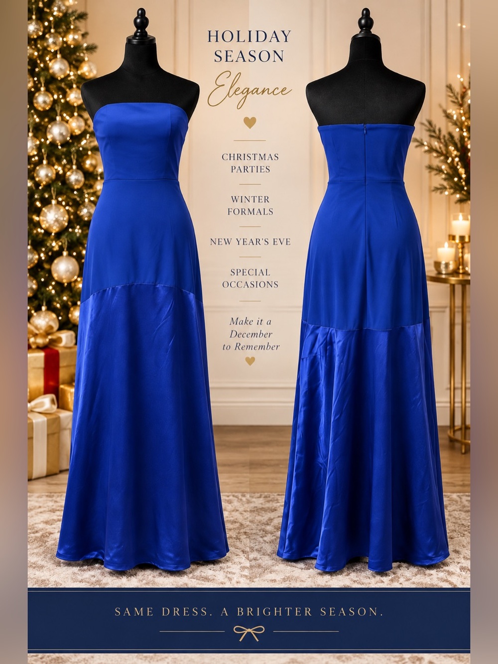 Lulus Compelling Style Royal Blue Strapless A-Line Maxi Dress Holiday Formal